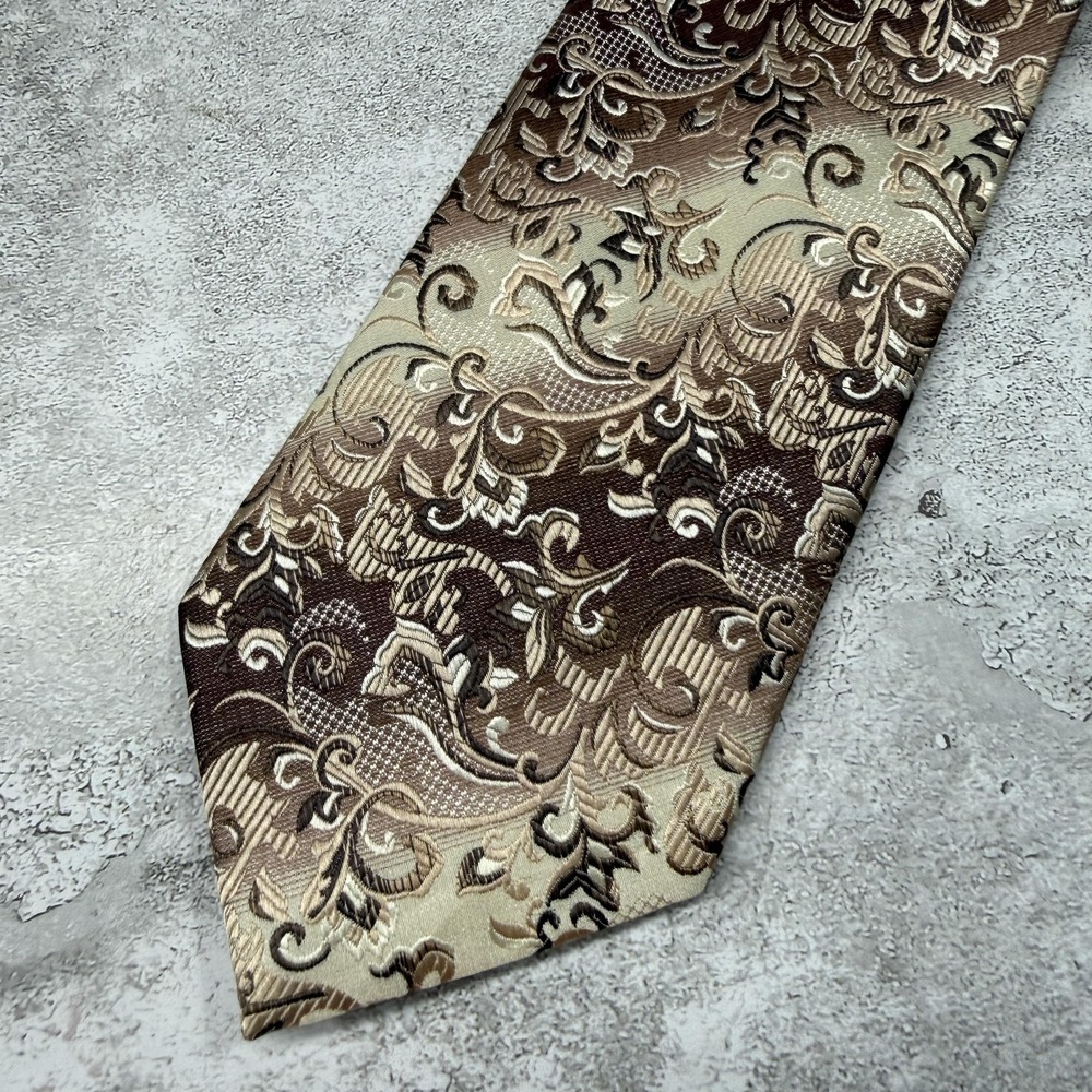 Stacy Adams Microfiber Tie Mens One Size Brown Paisley Made In China Necktie